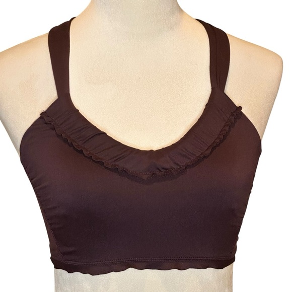 FREE PEOPLE ​Movement Down The Line Ruffle-Trim Brown Sports Bra Women’s Size XS - Picture 3 of 10
